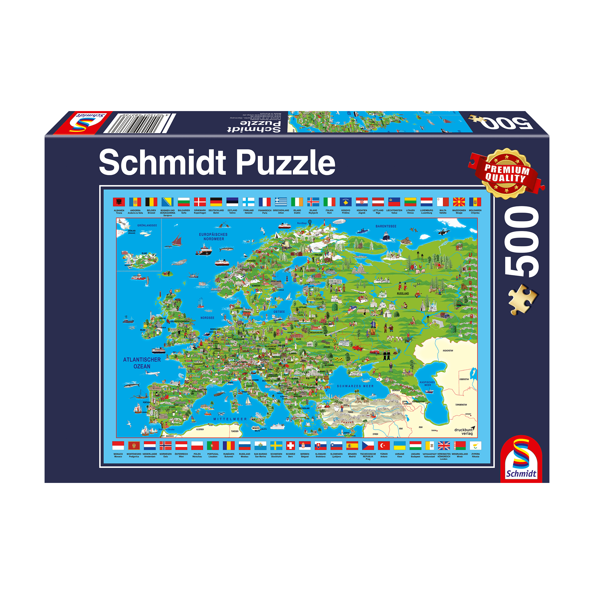 Schmidt Spiele - Puzzle - Discover Europe (500-Piece Puzzle)