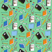 Craft HTV Back to School - School Supplies in Mint Background Pattern