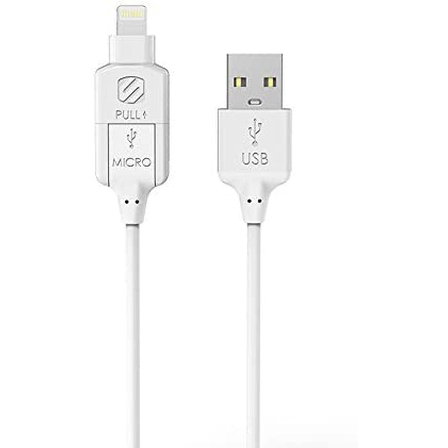 Scosche - Charge & Sync Lightning/Micro USB MFI to USB-C Cable 3ft White StrikeLinE