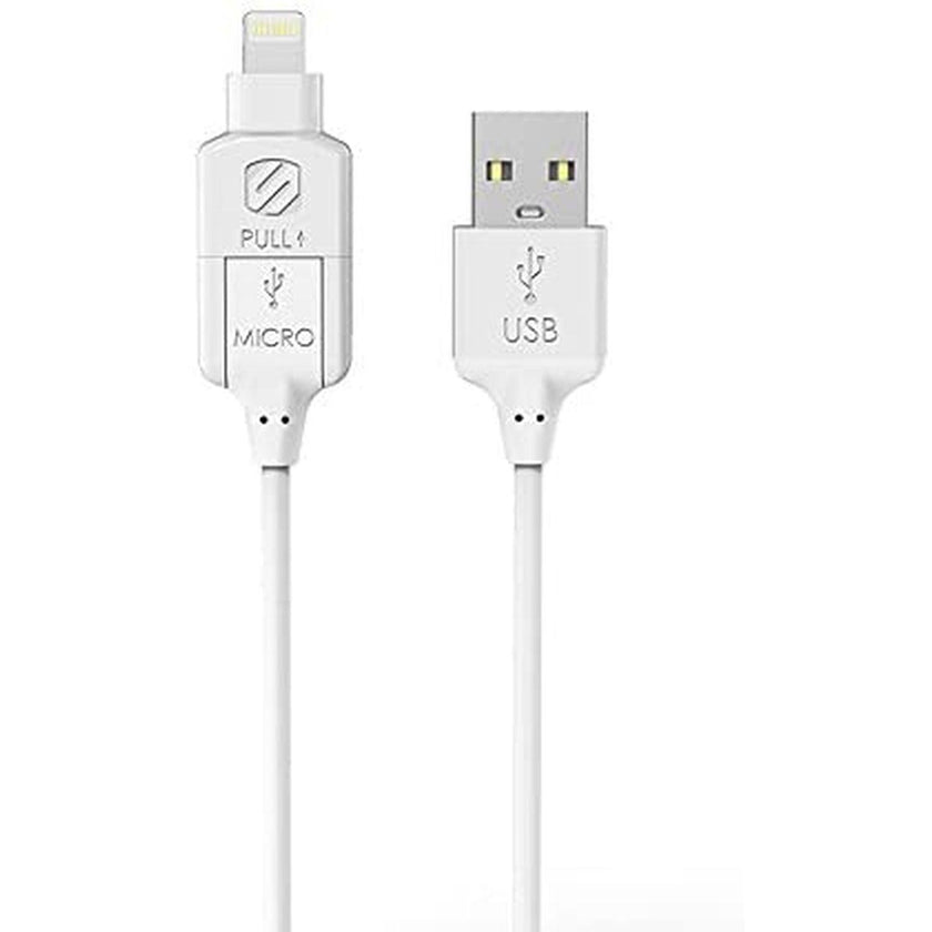 Scosche - Charge & Sync Lightning/Micro USB MFI to USB-C Cable 3ft White StrikeLinE