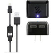 Scosche - Wall Charger 2 Port 5W with Lightning/Micro USB MFI to USB-A 3ft Cable Black StrikeLinE