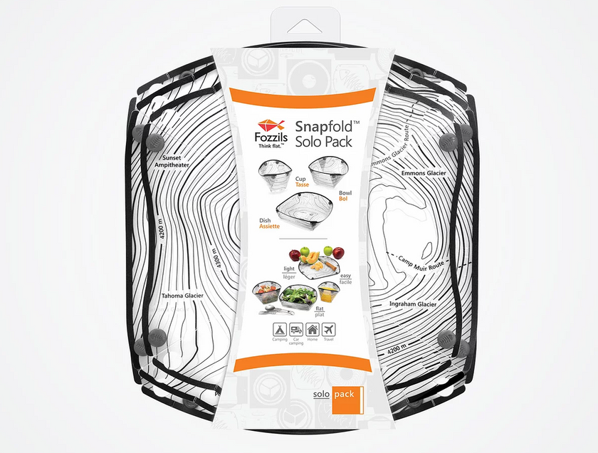 Fozzils Snapfold Solo Pack 3-Piece Fold Flat Tableware Set