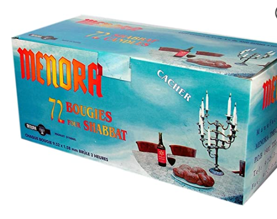 Menora Shabbat Candle - 3 3/4 Inches, 3hrs (72ct)