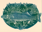 'Walleye' lino print