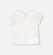 T-Shirt with Crochet Peter Pan Collar | White | Duex par Deux