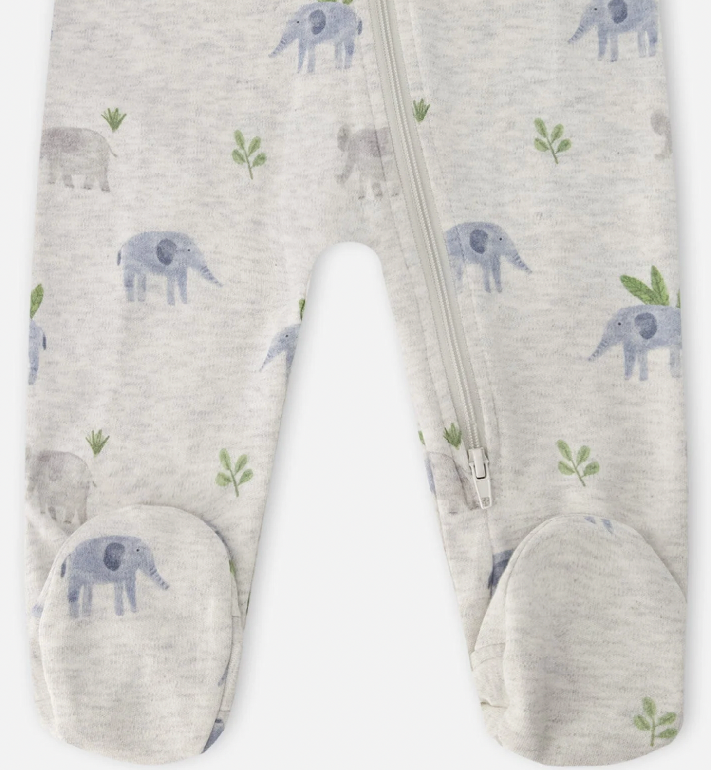 Organic One Piece PJ | Elephant Print on Grey | Deux Par Deux