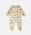 Organic One Piece PJ | Truck Print on Beige | Deux Par Deux