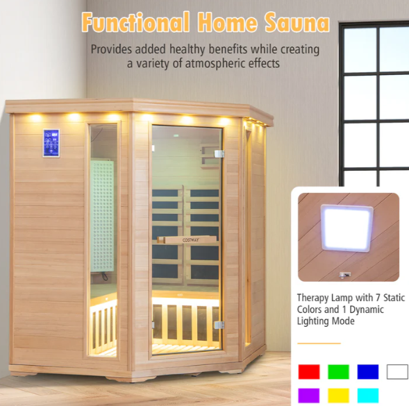 Combo Package - SAVE $11,000- Luxury Wellness Haven: Costway Corner Sauna with Low EMF & Red Light Therapy - ICE BARREL 400 Cold Plunge Tub - IComfort 4D Full Body Massage Chair