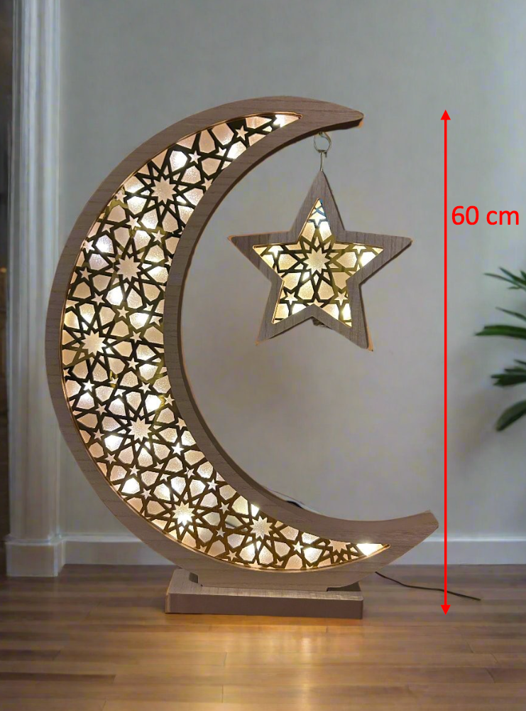 Oversized Wooden and Acrylic Crescent with LED Lighting