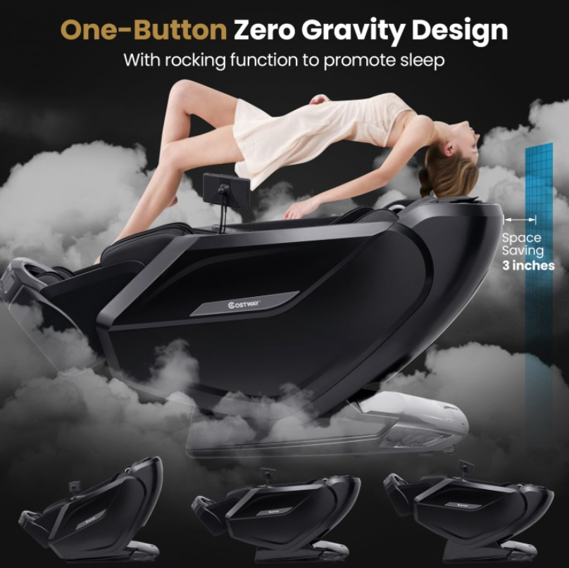 Mega Sale- Costway Jl10039wl-2025 New Model Premuim 4D Zero Gravity SL Track Massage Recliner with Heater and Airbag Massage