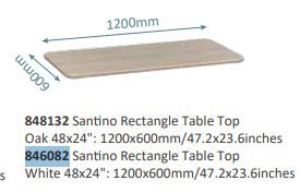 Beleduc - SANTINO RECTANGLE TABLE TOP WHITE 48 X 24