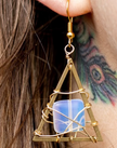 Sterling Silver Hoop Handmade Triangle Opalite Earrings