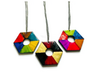 Colorful Chunky Hexagon Pendant Necklace Handmade