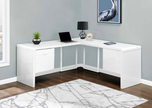 Bureau d'ordinateur moderne en coin de couleur blanc lustré (I 7582)