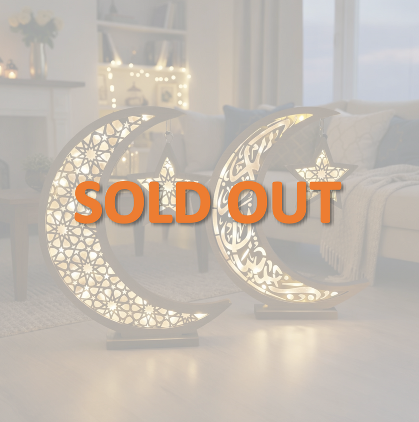 Oversized Wooden and Acrylic Crescent with LED Lighting