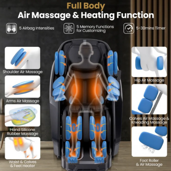 Spa Startup Kit Package – Costway 3-5 Person Infrared Corner Sauna with Bonus Red light Therapy Panel + Ice Barrel 500 Cold Plunge & Commercial Costway 4D Full Body Massage Chair JL10039WL