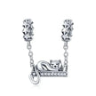 925 Sterling Silver Clear 5A Crystal Collection Family Heart X-Shape Charm Beads for Charm Bracelet & Necklace Pendant