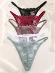 5PCS Lace Temptation G-String Set – Sheer Lace, Sexy & Soft G-Strings