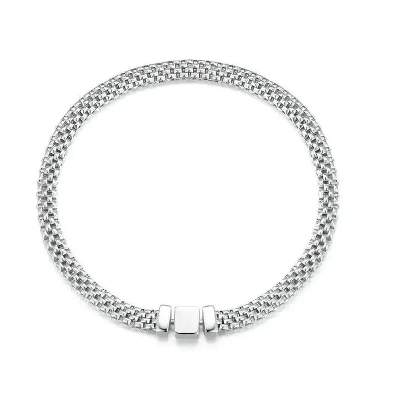 Sterling Silver Braided Square Buckle Bracelet