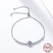 Sterling Silver Evil Eye Tennis Bracelet with CZ – Adjustable