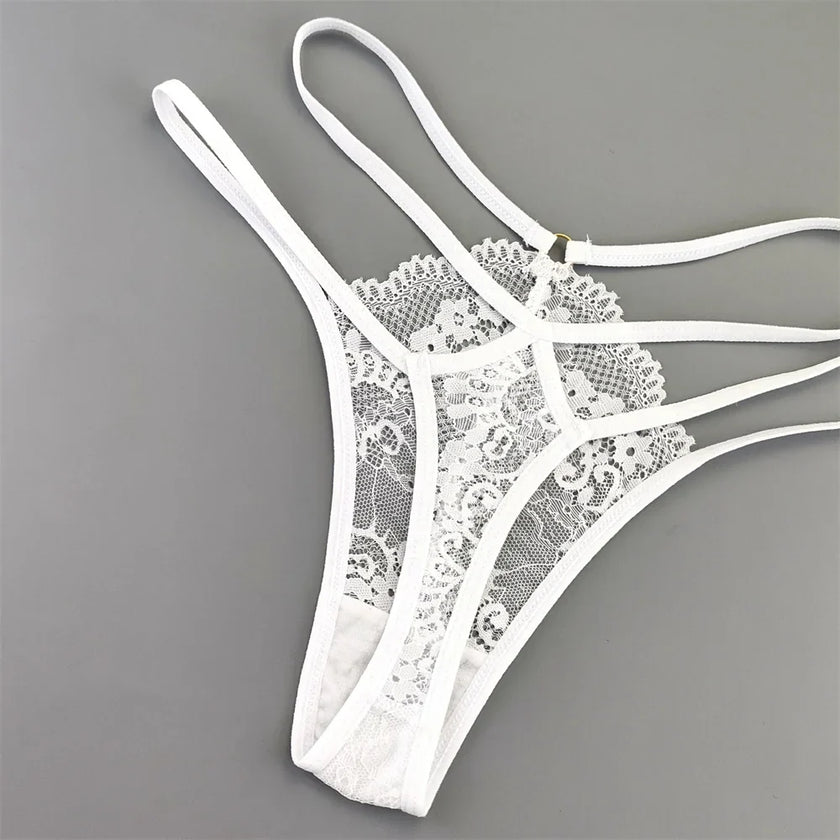 3-Pack Lace Peekaboo G-Strings – Strappy, Sheer, & Seductive T-Back Thongs