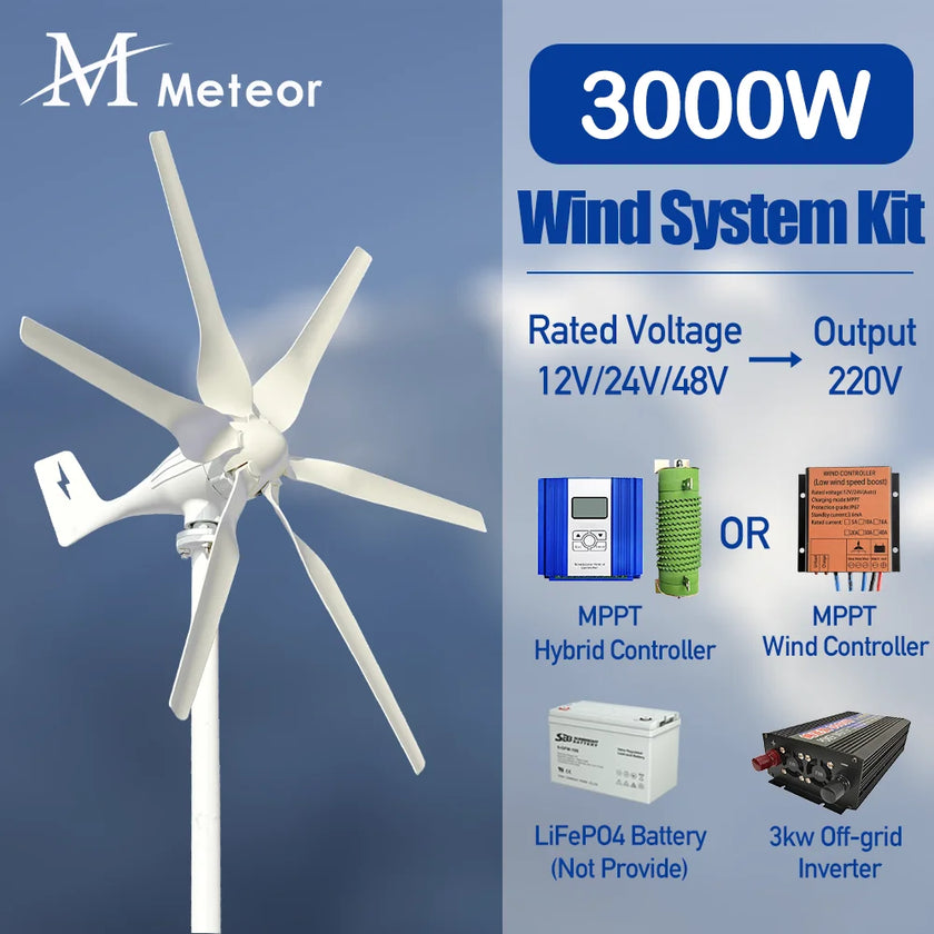 2000W 3000W Wind Turbine Generator System Kit Electric Generator