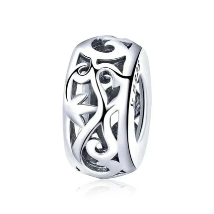 925 Sterling Silver Diy Heart Charm With Pink Zircon - Bsc777