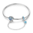 Sterling Silver Seashell Charm Bracelet with Blue CZ Gradient