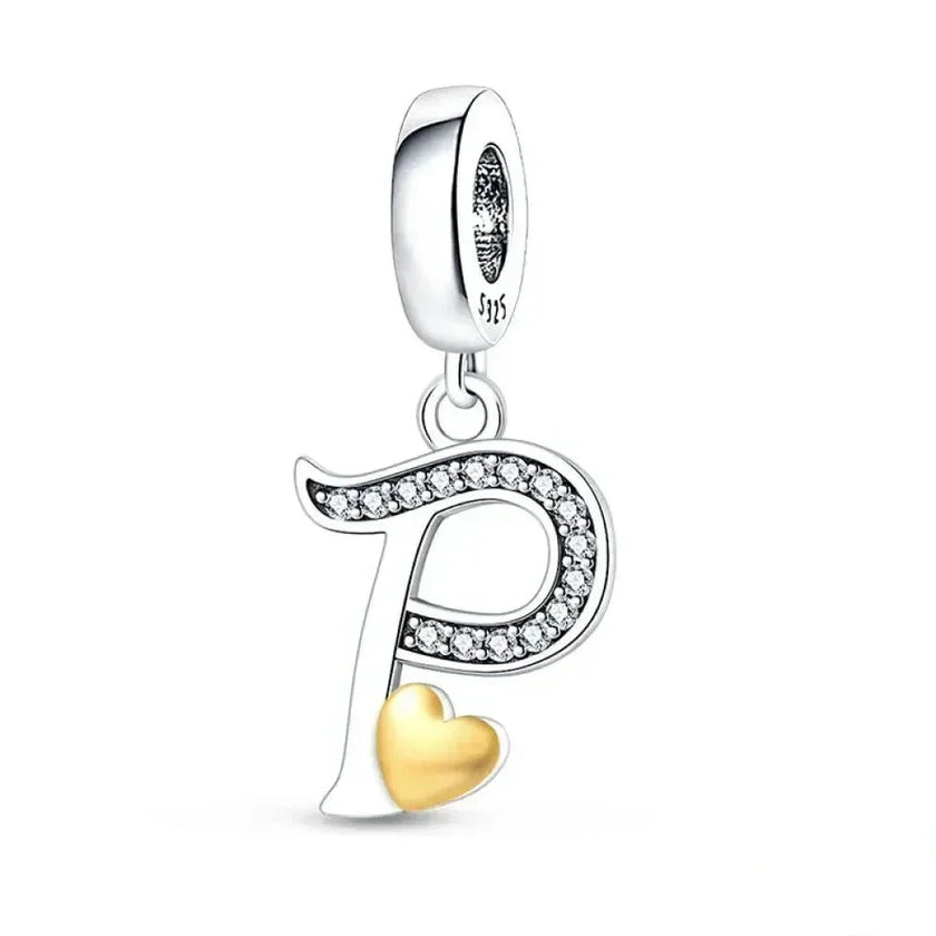 925 Sterling Silver Initial Charm with CZ Sparkle