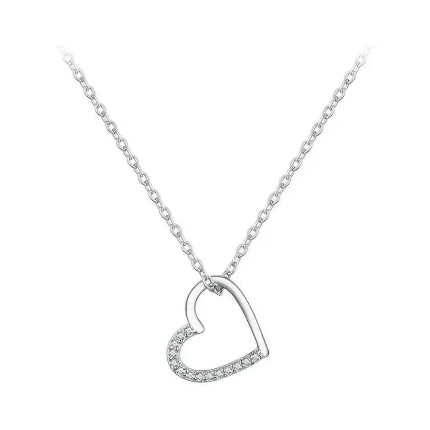 Genuine 925 Sterling Silver The Shape Of Love Chain Necklace For Women - Fine Jewelry 18.11'' Collar