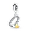925 Sterling Silver Initial Charm with CZ Sparkle