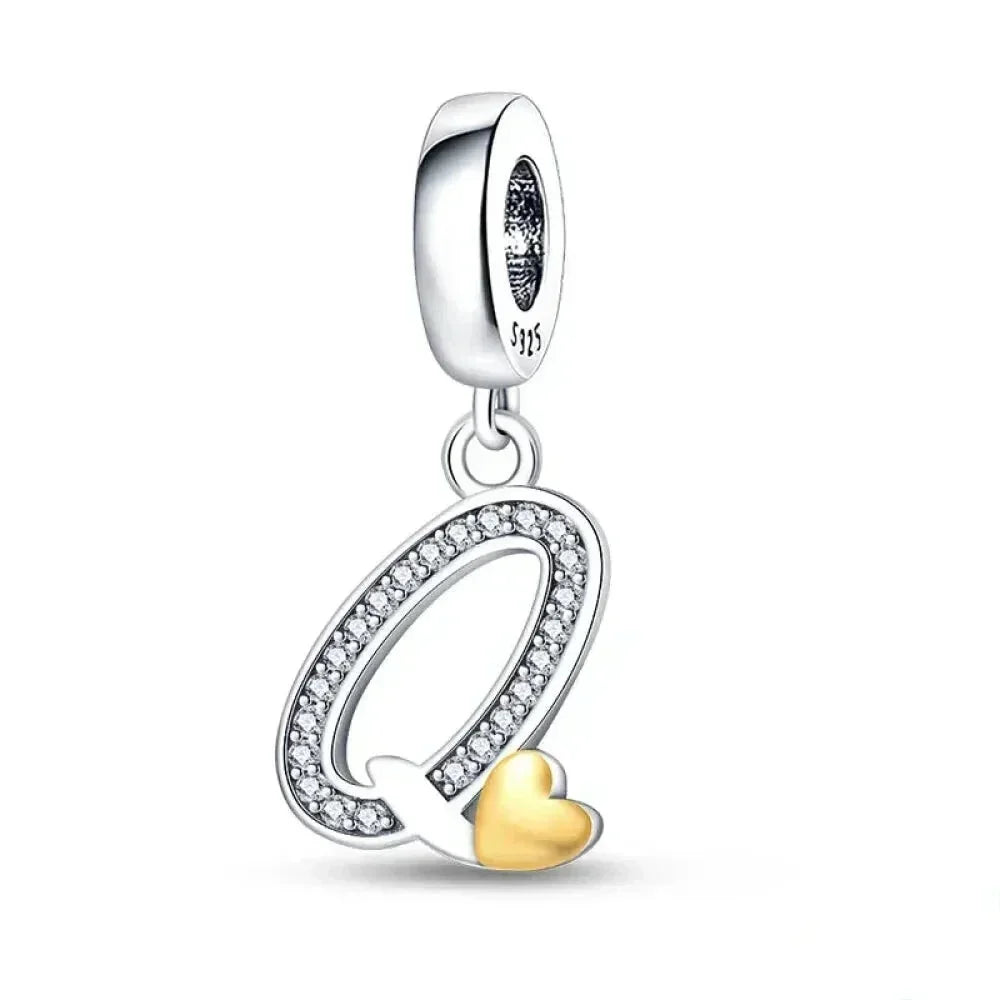925 Sterling Silver Initial Charm with CZ Sparkle