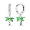 Tropical Paradise Palm Tree Sterling Silver Hoop Earrings