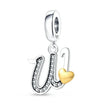 925 Sterling Silver Initial Charm with CZ Sparkle