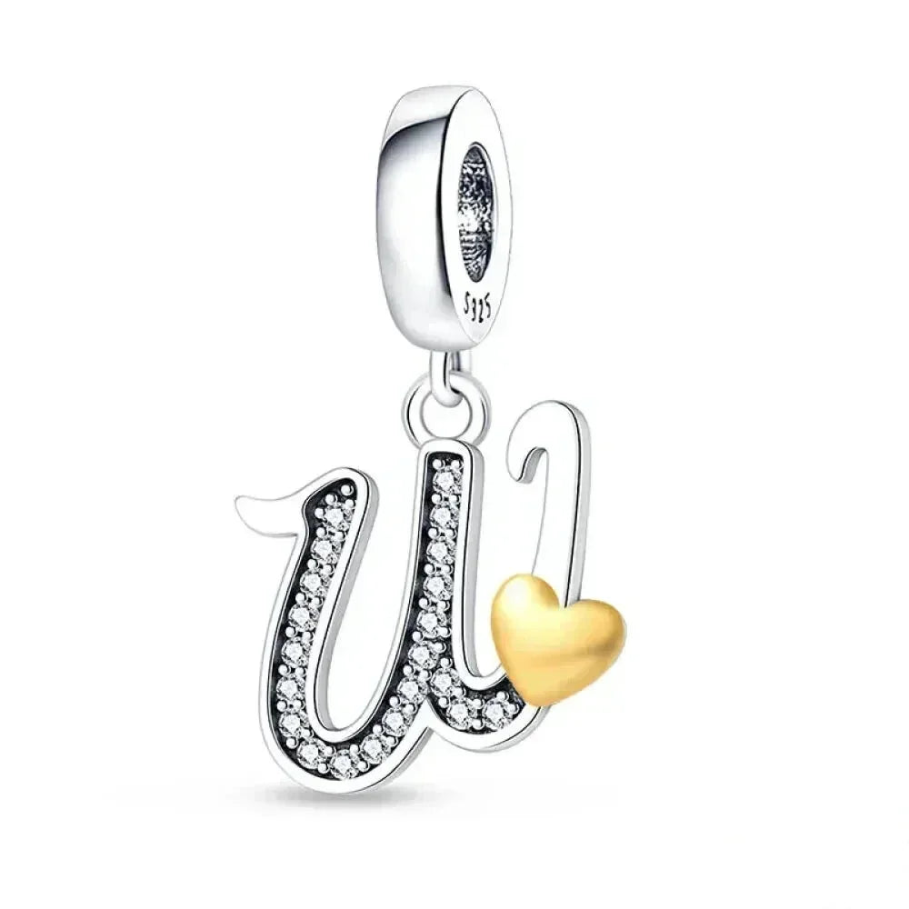 925 Sterling Silver Initial Charm with CZ Sparkle