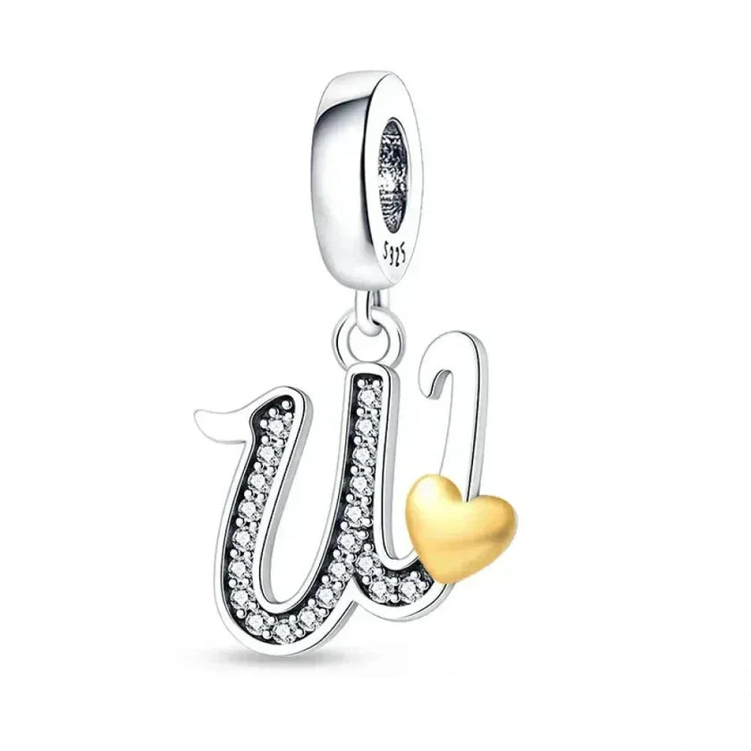 925 Sterling Silver Initial Charm with CZ Sparkle