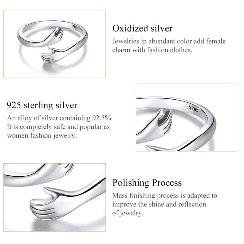 Sterling Silver Hug Ring (Adjustable)