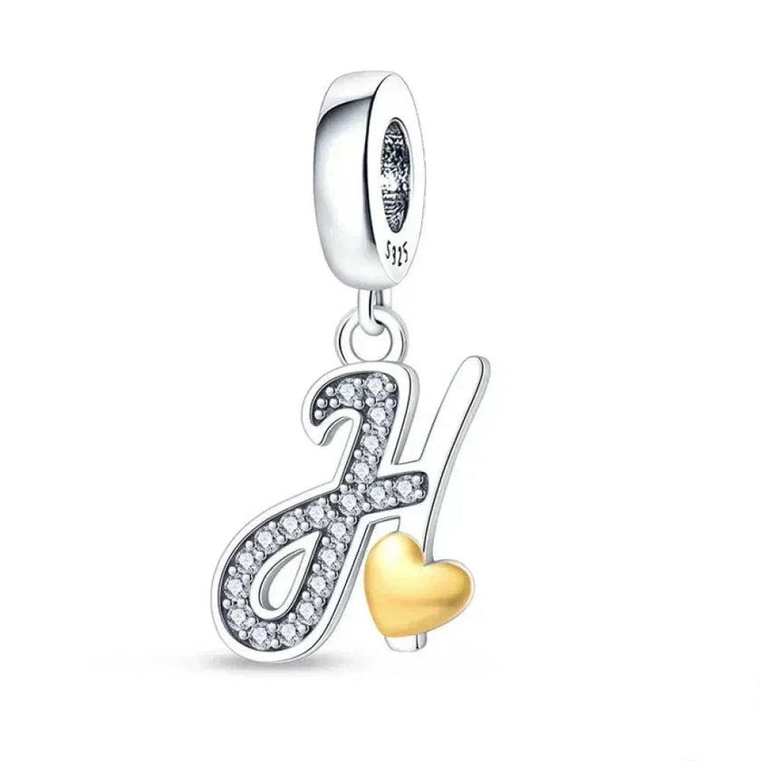 925 Sterling Silver Initial Charm with CZ Sparkle