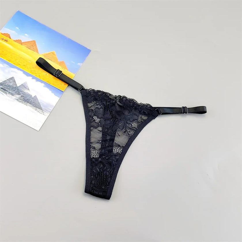 3PCS Lace Thong Set – Sheer, Strappy & Seductive