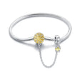 Sterling Silver Daisy Clasp Bracelet with Yellow CZ