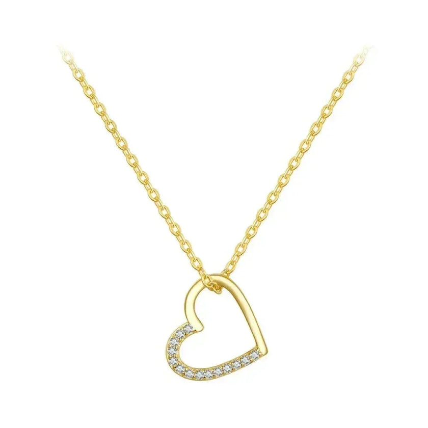 Genuine 925 Sterling Silver The Shape Of Love Chain Necklace For Women - Fine Jewelry 18.11'' Collar