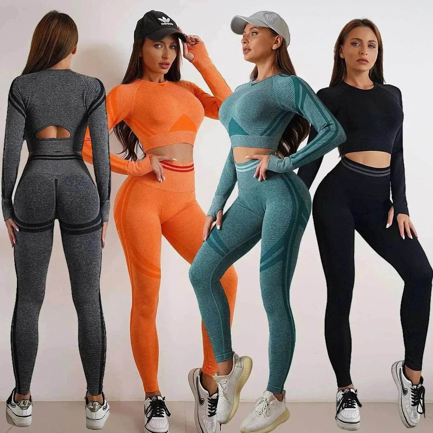 Seamless Yoga Pants Sports Gym Fitness Leggings Or Long Sleeve Tops Outfit