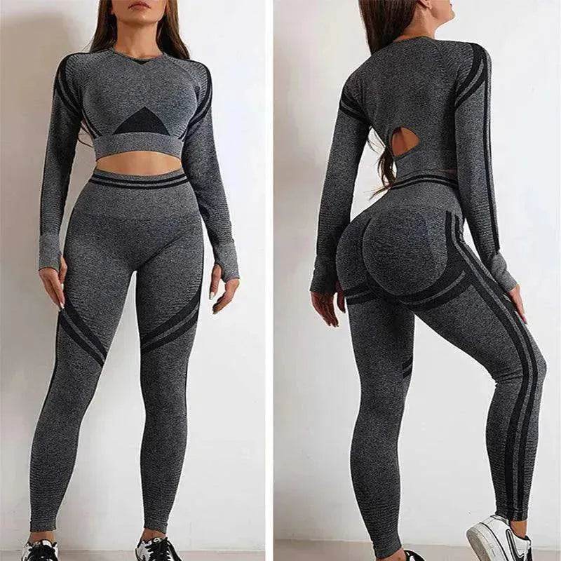 Seamless Yoga Pants Sports Gym Fitness Leggings Or Long Sleeve Tops Outfit