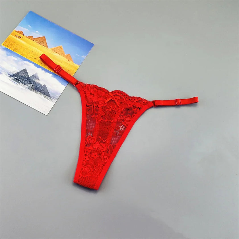 3PCS Lace Thong Set – Sheer, Strappy & Seductive