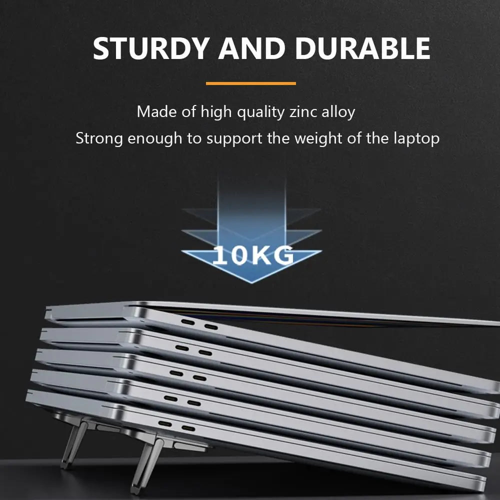 2PCS Mini Foldable Laptop Stand, Zinc Alloy Invisible Notebook Riser, Adjustable Angle Self-Adhesive Keyboard Lift for Desk