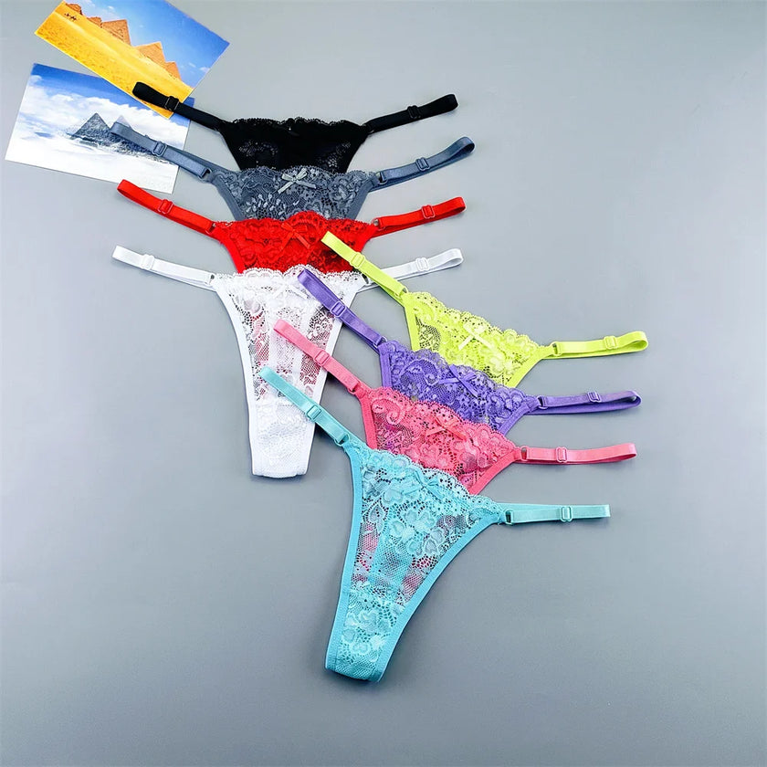 3PCS Lace Thong Set – Sheer, Strappy & Seductive