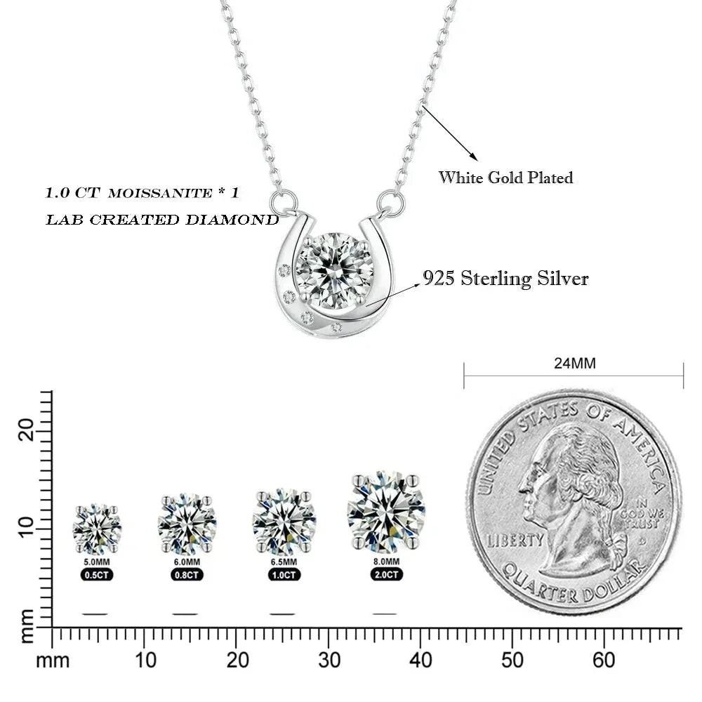 Lucky Charm - Sterling Silver Horseshoe Necklace With Sparkling Moissanite