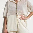 See-through Cardigan Pajamas Two-piece Set For Women
