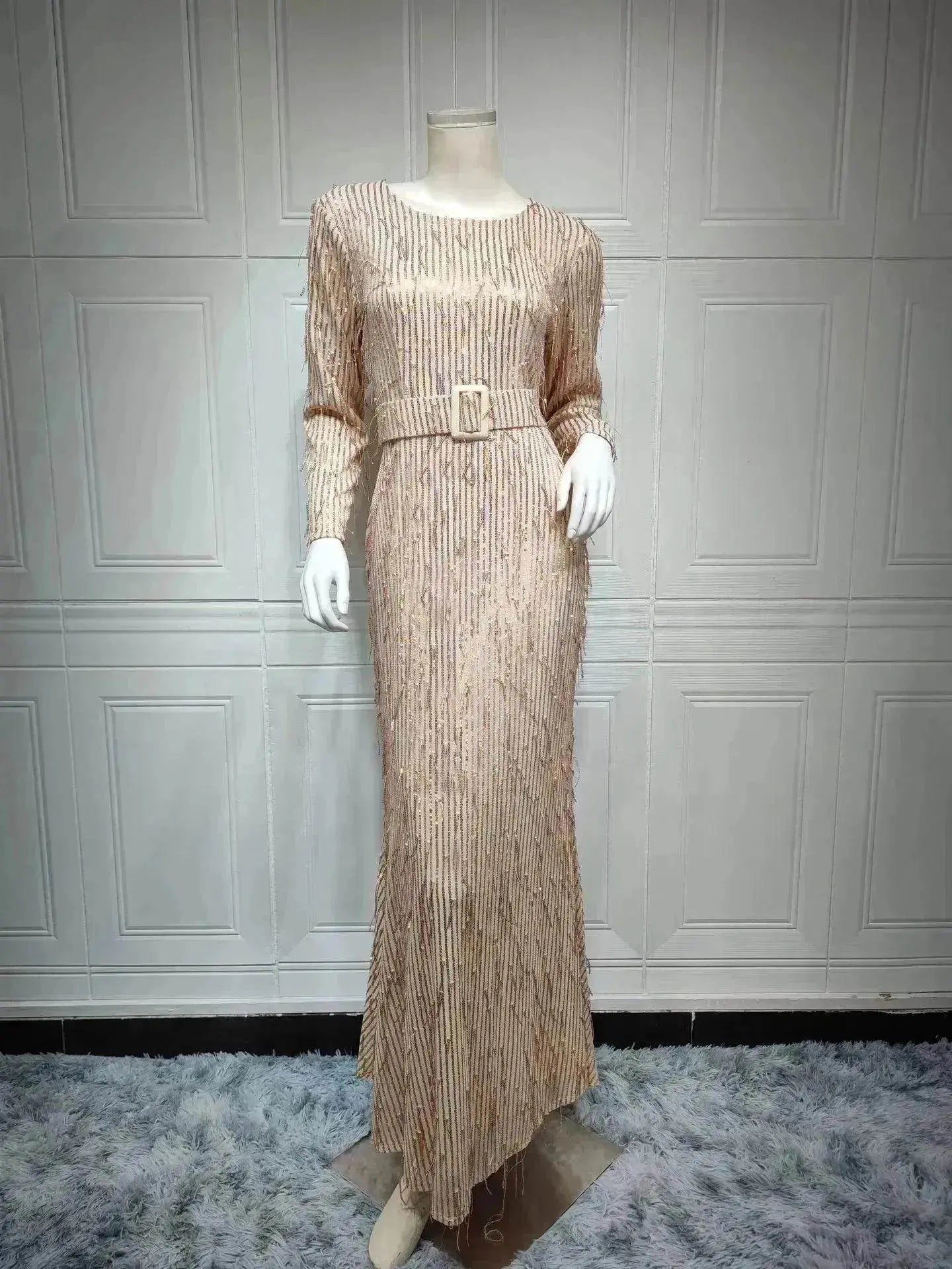 Sequin Tassels Slim-fit Dress Arab  Dress