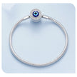 Sterling Silver Evil Eye Charm Bracelet with CZ – Snake Chain